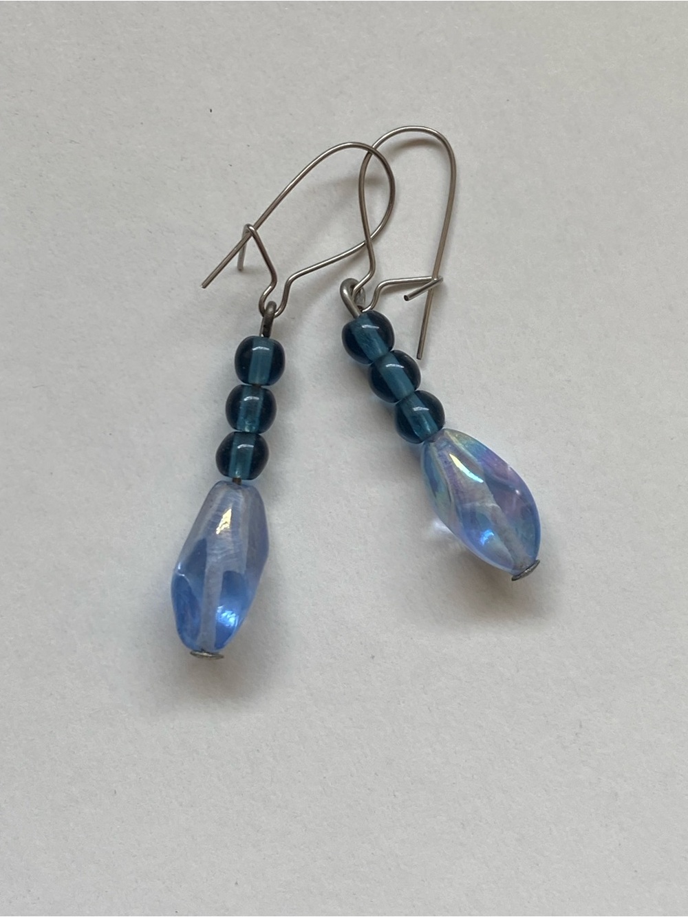 Vintage Blue Glass Drop Earrings